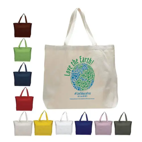 Q600 - Custom Canvas Jumbo Tote with Bottom Gusset Wholesale
