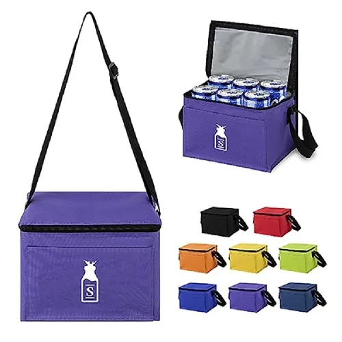 S12549 - 6-Can Insulated Cooler Bag with Front Pocket