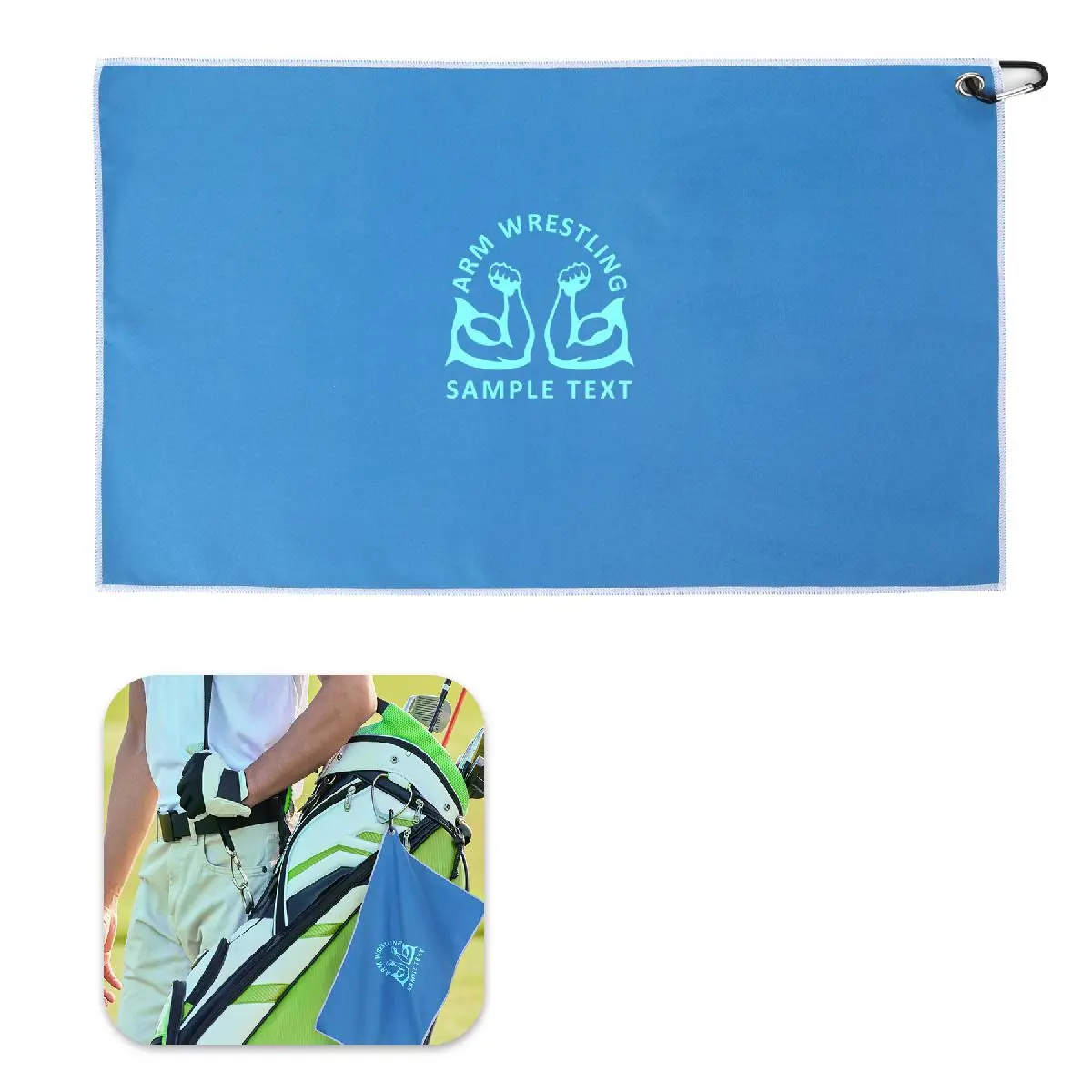 S12810 - Promotional Microfiber Golf Towels with Metal Grommet & Clip