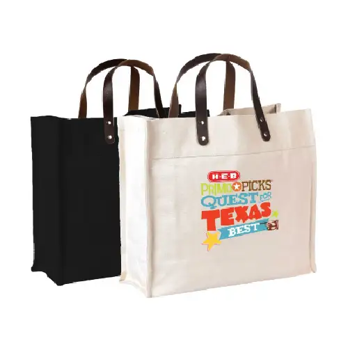 SC9114 - Cotton Canvas Tote Bag With Leather Handles