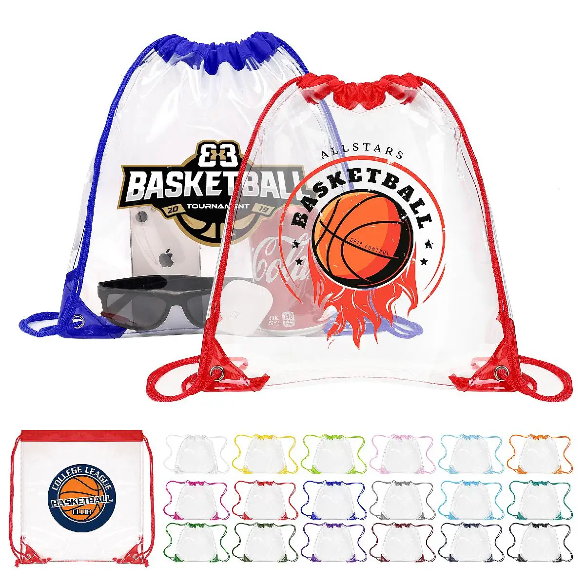 S12094 - Custom Clear Drawstring Backpack - Stadium Approved Bag