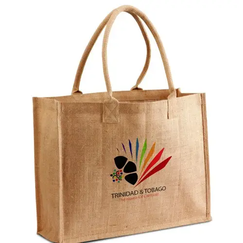 SJ975 - Jute Shopping Tote with Cotton Webbed handles