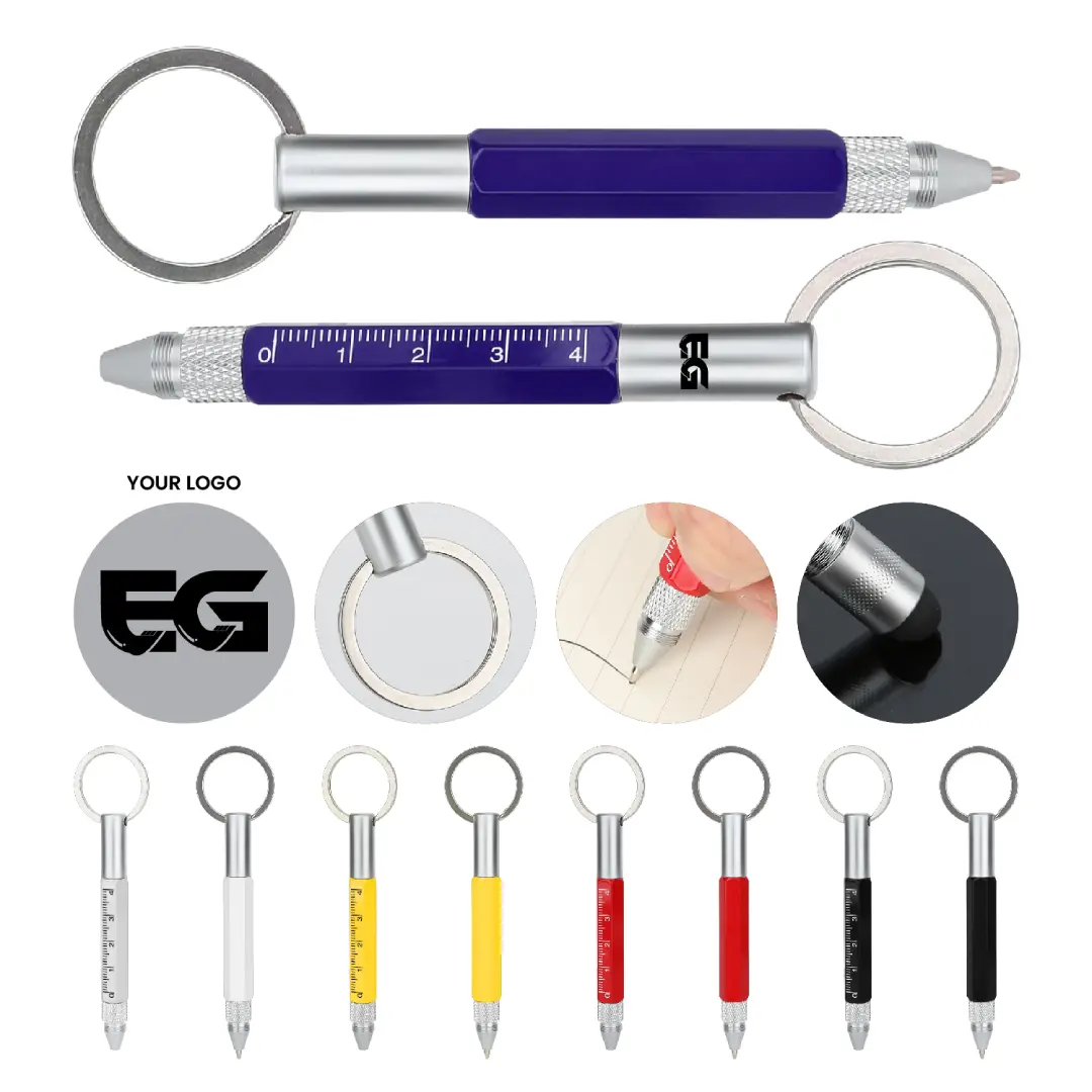 S13367 - Promotional 6-In-1 Screwdriver Pen With Keychain