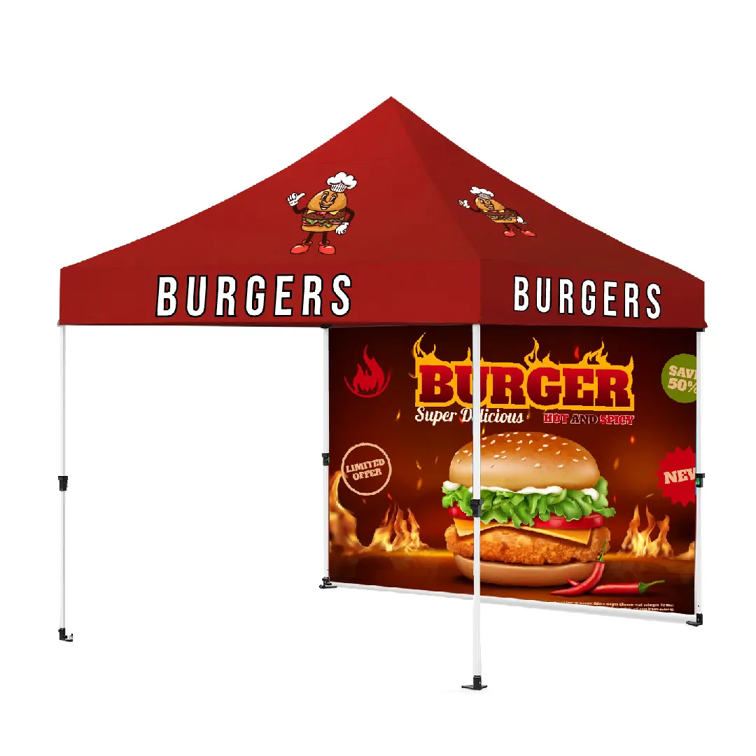S18432 - High Quality Pop Up Canopy Tent With Full Back Wall
