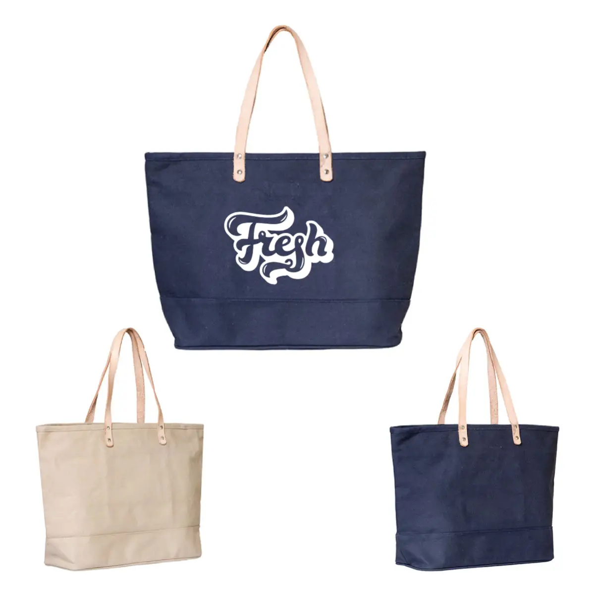 SST903 - Printed Dobby Tote Bag With Leather Handles At Wholesale Price